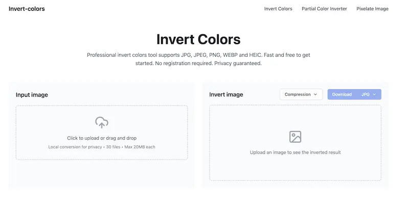 Invert Colors：颜色反转在线处理工具，轻松对图片进行反转颜色处理