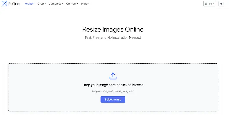 PixTrim|一款免费在线图片处理软件，支持图片压缩、裁剪、旋转、转换等处理