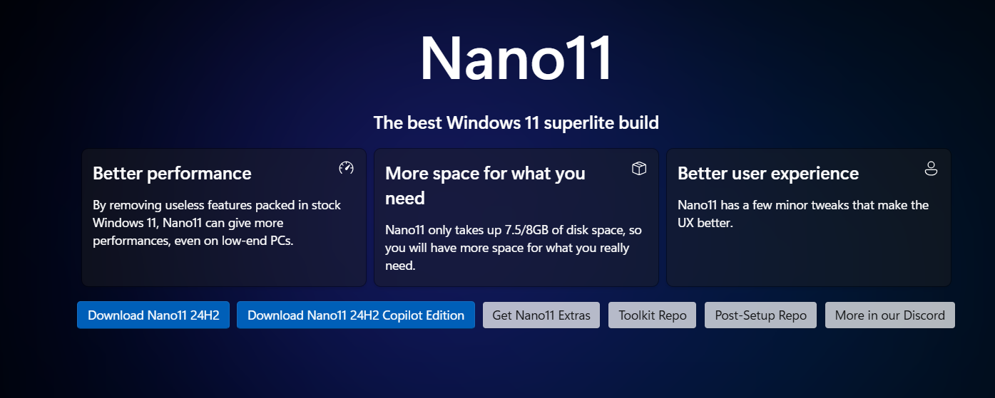 Nano11|一款专为低配置电脑打造的Win11精简版系统，性能提升明显